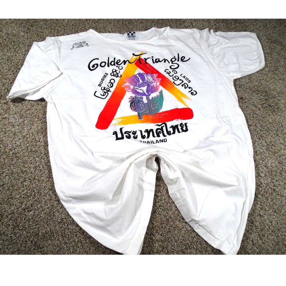 John Fowler Vintage 90s Thailand Golden Triangle Graphic TShirt Single Stitch XL